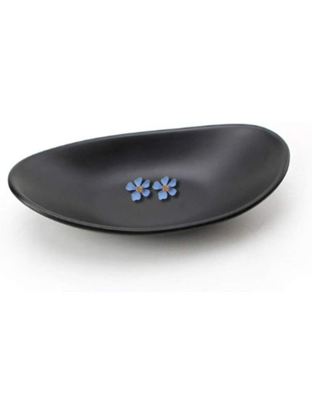 Black Ring Jewelry Tray Organizer Decorative Oval Dish for Dresser and Key Bowl
